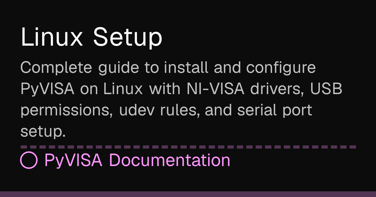 Linux Setup | PyVISA Docs
